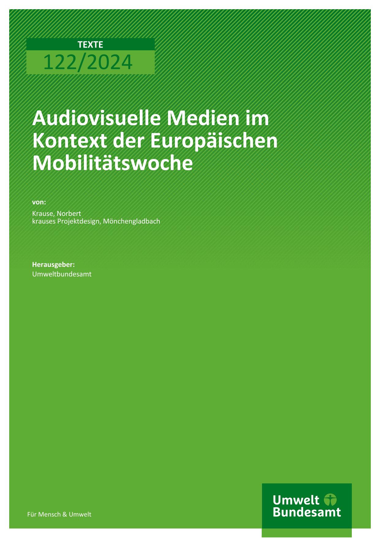 Cover Audiovisuelle Medien im Kontext der Europäischen Mobilitätswoche Cover Audiovisuelle Medien im Kontext der Europäischen Mobilitätswoche