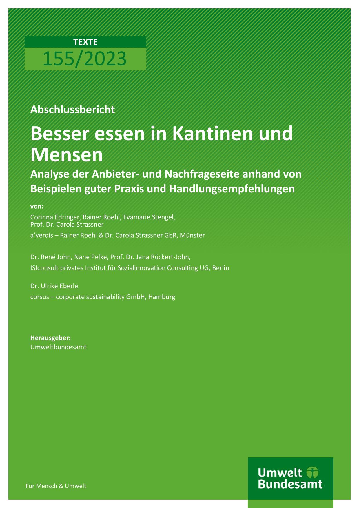 Cover Besser essen in Kantinen und Mensen Cover Besser essen in Kantinen und Mensen