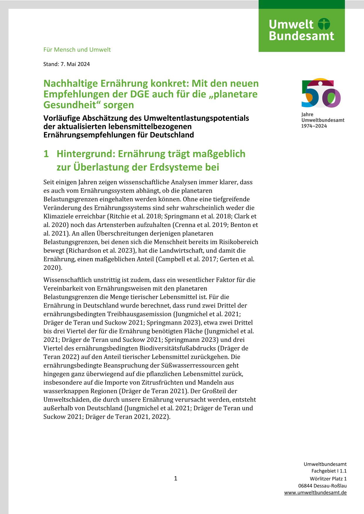 Cover Nachhaltige Ernährung konkret: Mit den neuen Empfehlungen der DGE auch für die „planetare Gesundheit“ sorgen Cover Nachhaltige Ernährung konkret: Mit den neuen Empfehlungen der DGE auch für die „planetare Gesundheit“ sorgen