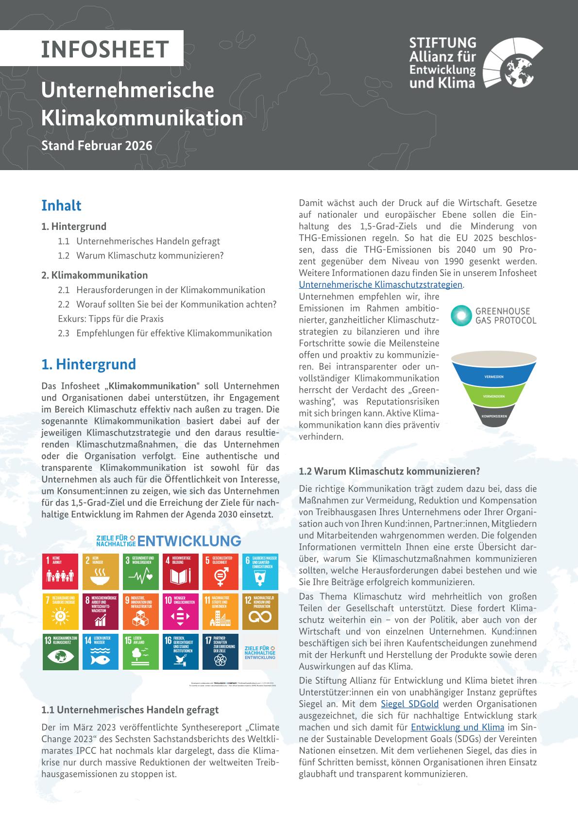 Cover Infosheet: Klimakommunikation glaubwürdig umsetzen