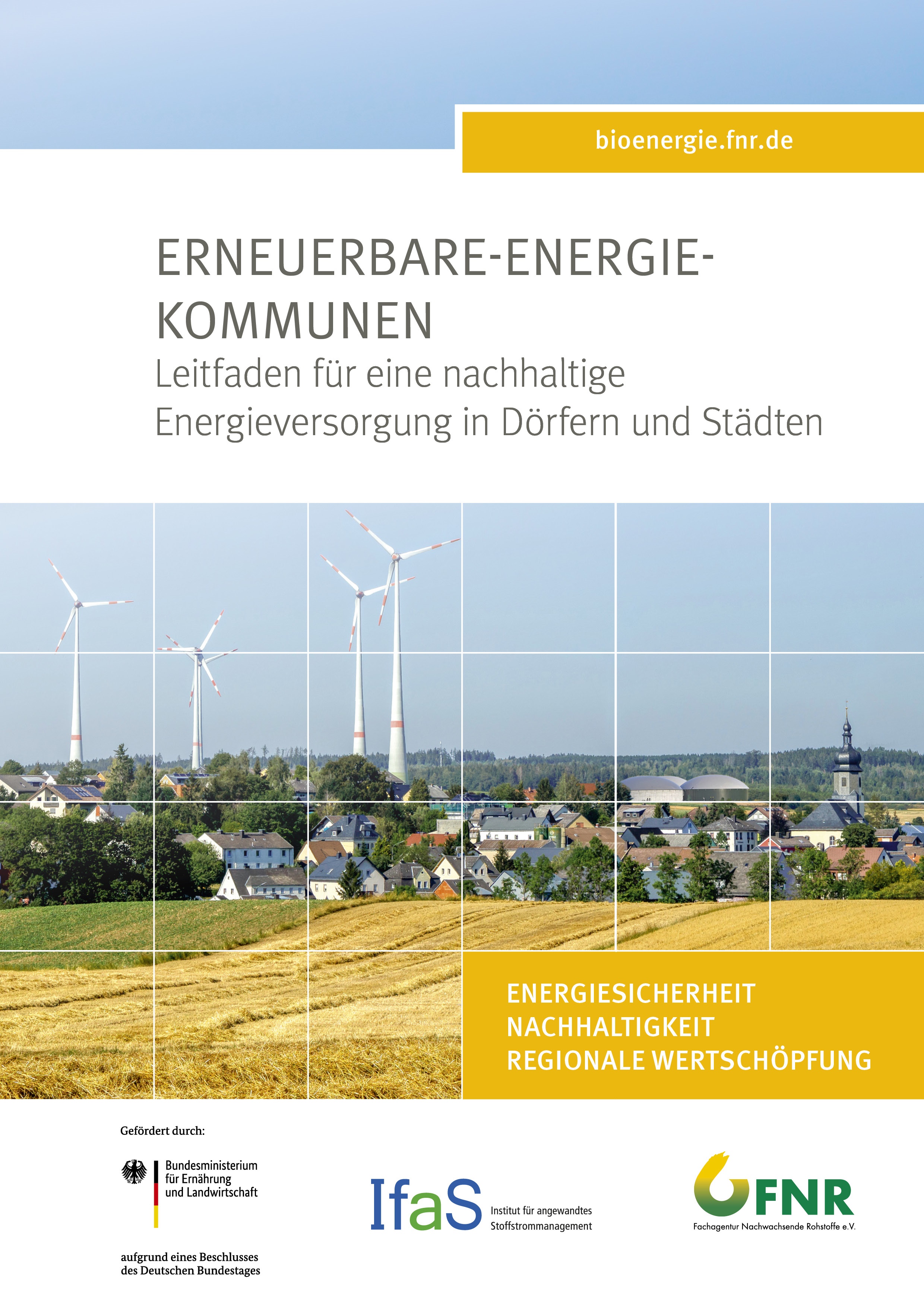 Cover „Erneuerbare-Energie-Kommunen – Leitfaden für eine nachhaltige Energieversorgung in Dörfern und Städten“ Cover „Erneuerbare-Energie-Kommunen – Leitfaden für eine nachhaltige Energieversorgung in Dörfern und Städten“