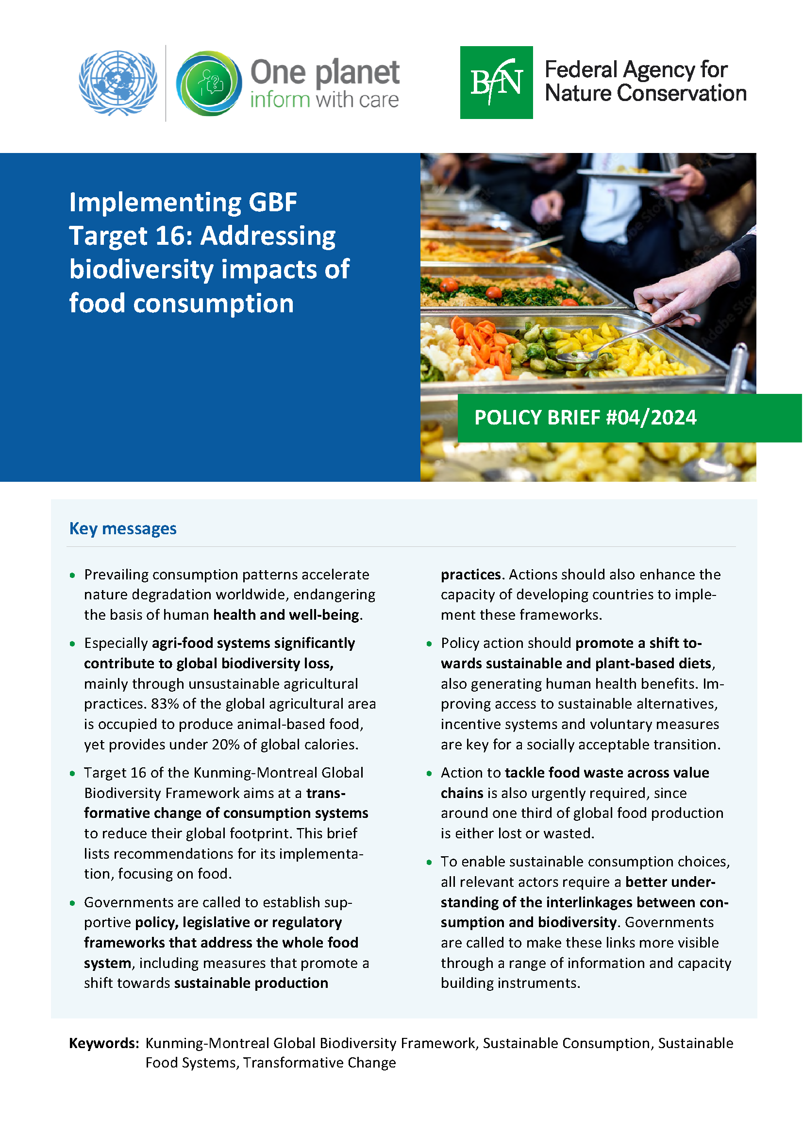 Cover "Addressing biodiversity impacts of food consumption" Cover "Addressing biodiversity impacts of food consumption"