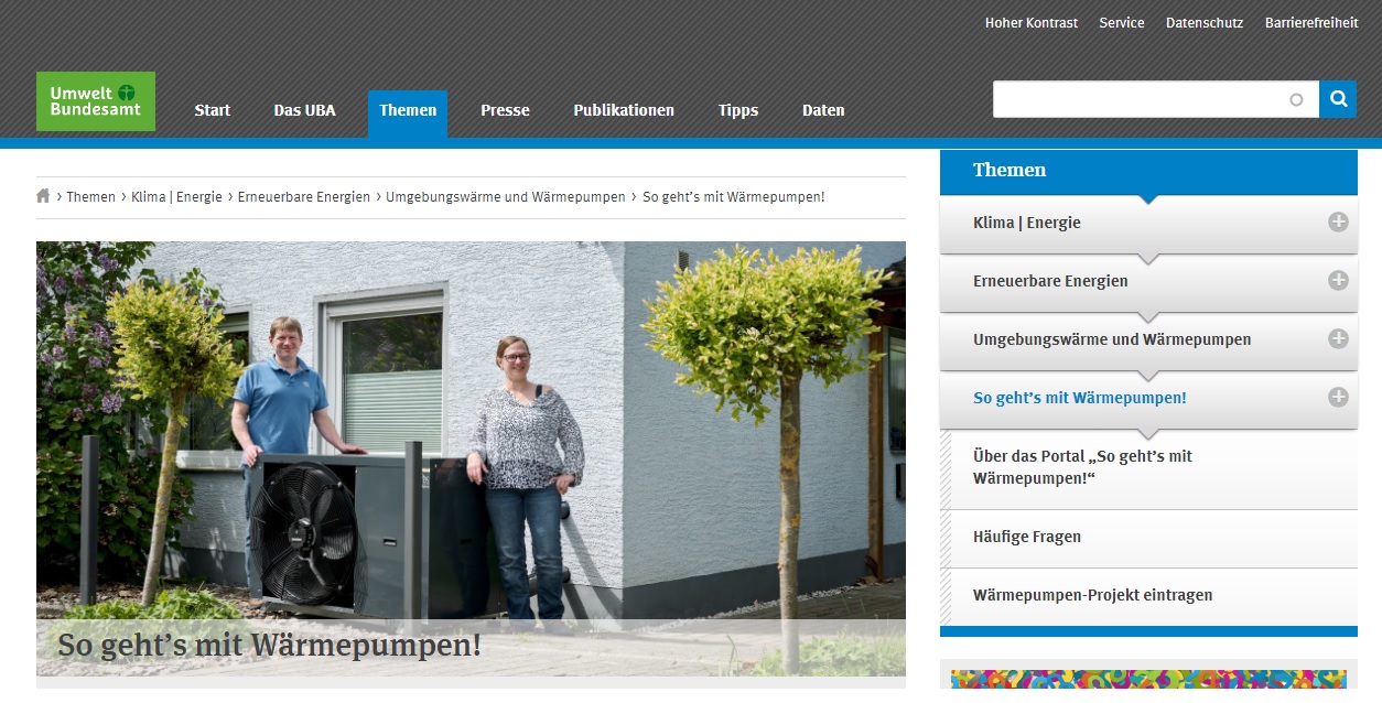 Screenshot "So geht’s mit Wärmepumpen!" Screenshot "So geht’s mit Wärmepumpen!"