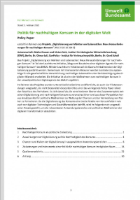 Cover "Politik für nachhaltigen Konsum in der digitalen Welt" Cover "Politik für nachhaltigen Konsum in der digitalen Welt"