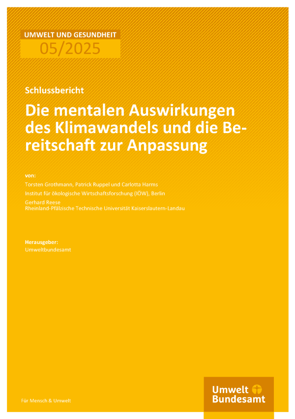 Cover Die mentalen Auswirkungen des Klimawandels und die Bereitschaft zur Anpassung
