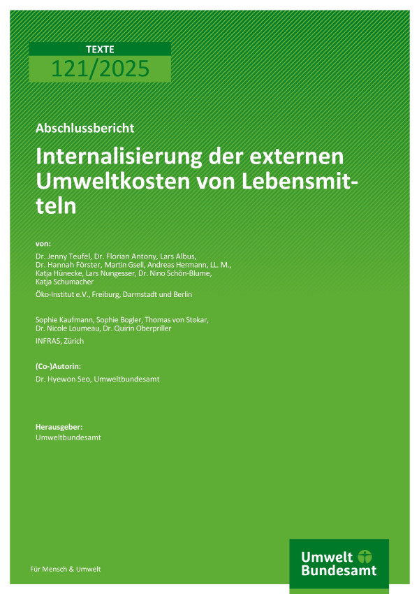 Cover Internalisierung der externen Kosten von Lebensmitteln