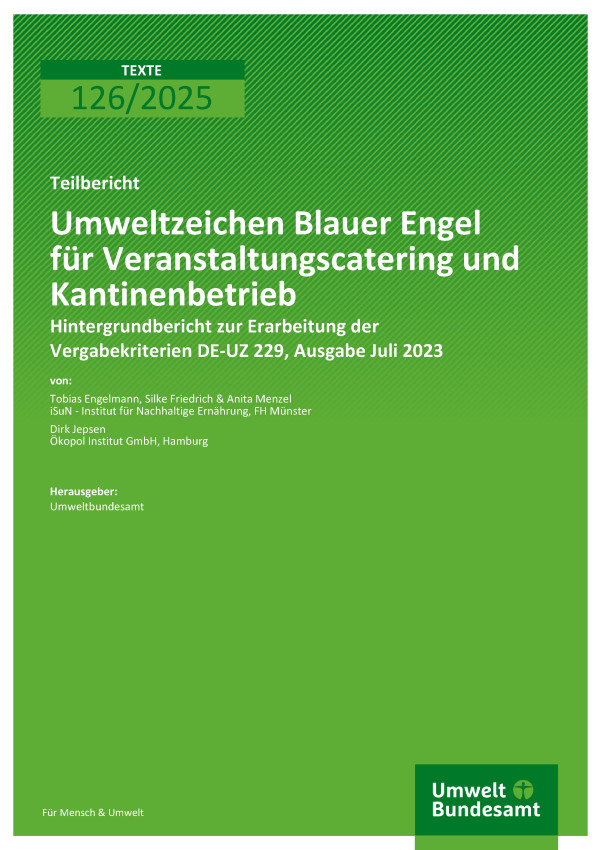 Cover Umweltzeichen Blauer Engel für Veranstaltungscatering und Kantinenbetrieb