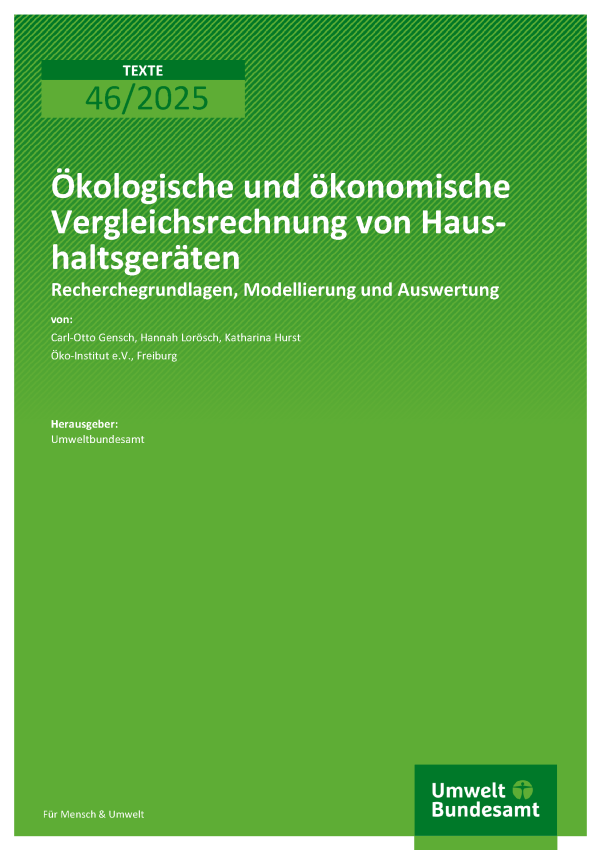 Cover Ökologische und ökonomische Vergleichsrechnung von Haushaltsgeräten
