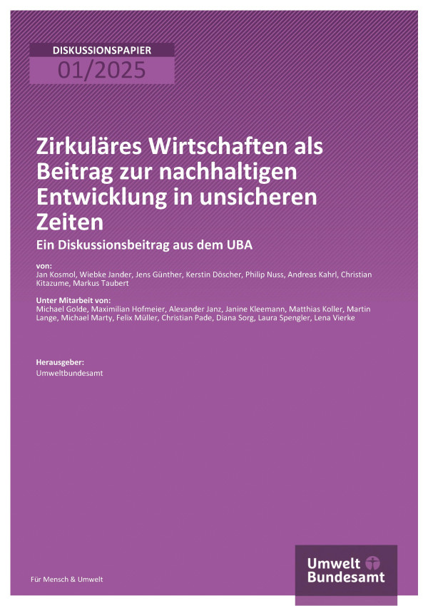 Cover Zirkuläres Wirtschaften als Beitrag zur nachhaltigen Entwicklung in unsicheren Zeiten