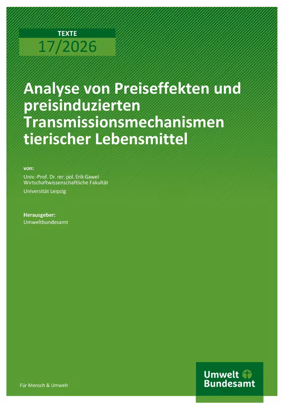 Cover Analyse von Preiseffekten und preisinduzierten Transmissionsmechanismen tierischer Lebensmittel