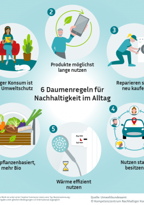 Infografik 6 Daumenregeln für Nachhaltigkeit im Alltag